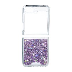 Capa de Silicone Rígido com Glitter para Samsung Galaxy Z Flip 5 Roxo Capa de Silicone Rígido com Glitter para Samsung Galaxy Z Flip 5 Roxo